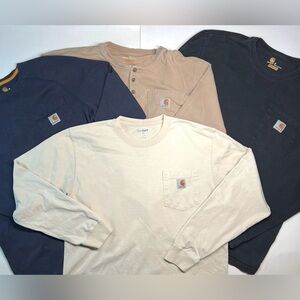 4 Pack Carhartt Mens Long Sleeve TShirts Size Medium Workwear Pocket T’s